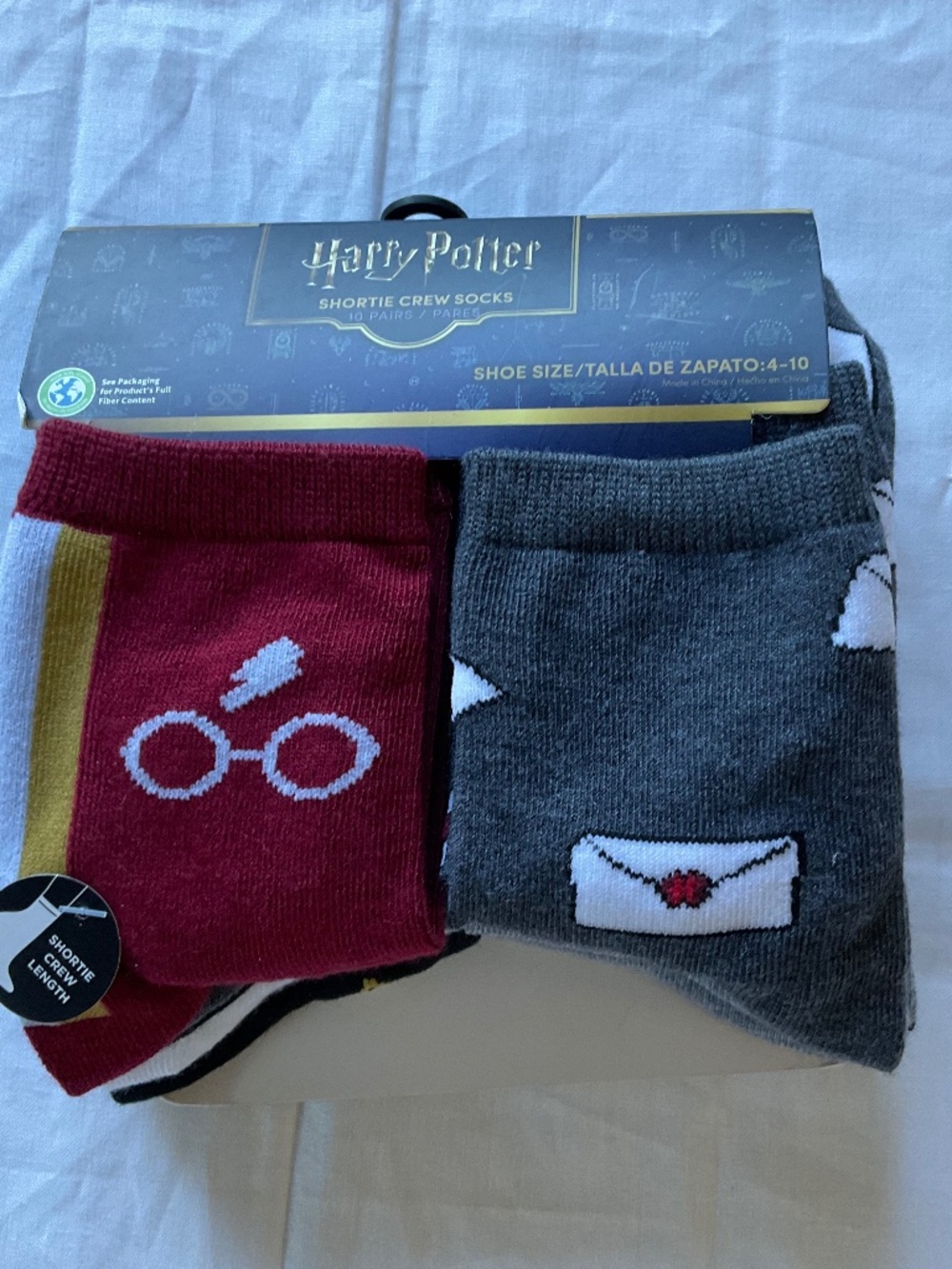 Harry Potter Shortie Crew Socks 10 Pairs Multicolor Women's Size 4-10 New